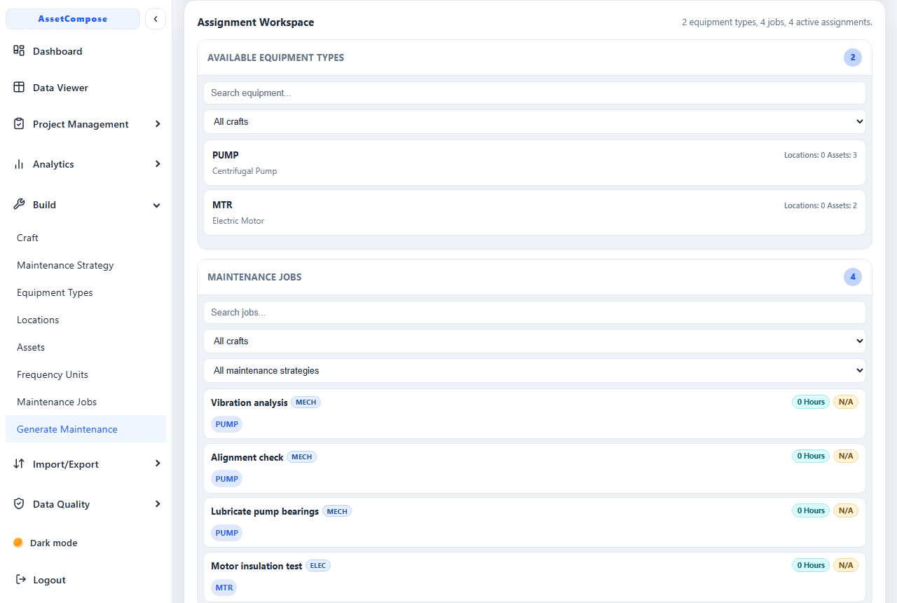 The Assignment Workspace with an assignment open.